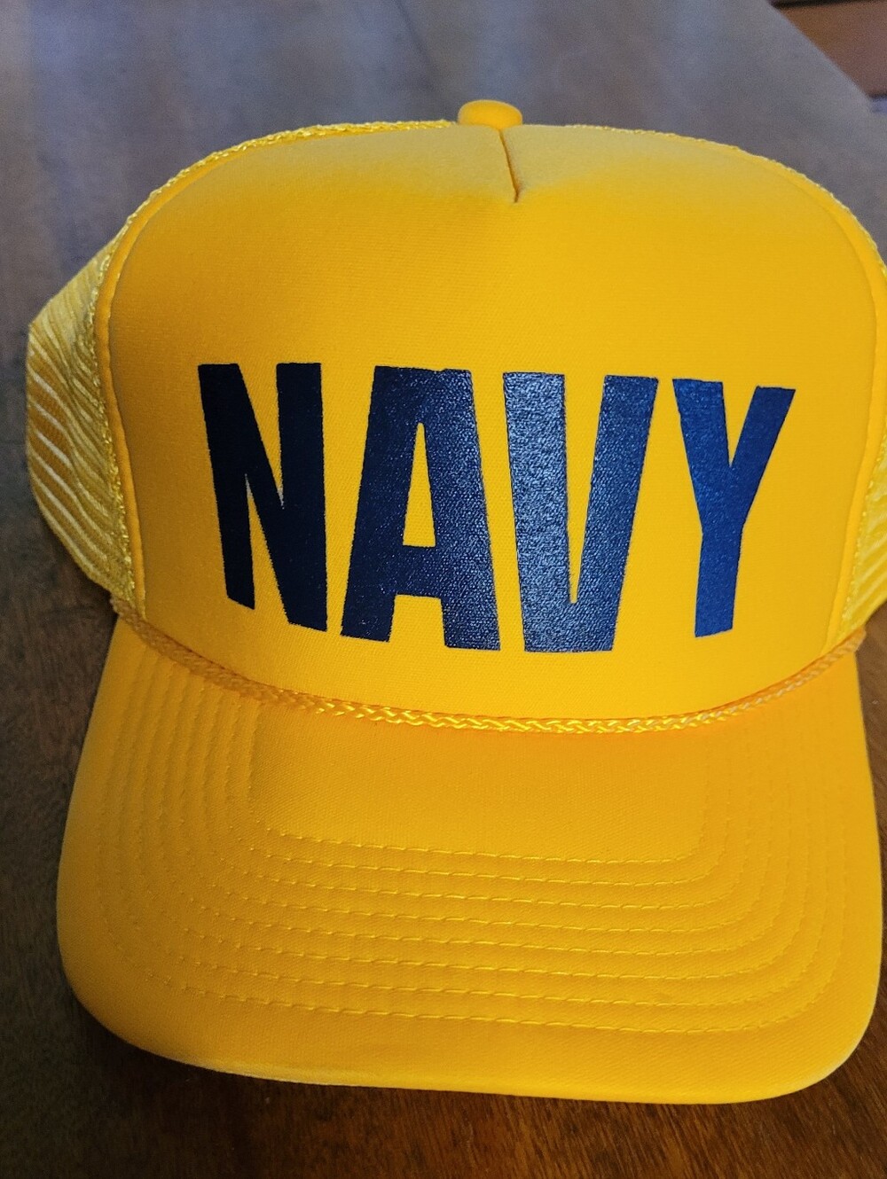 Yellow Ballcap Hat with Black NAVY Lettering (C02)